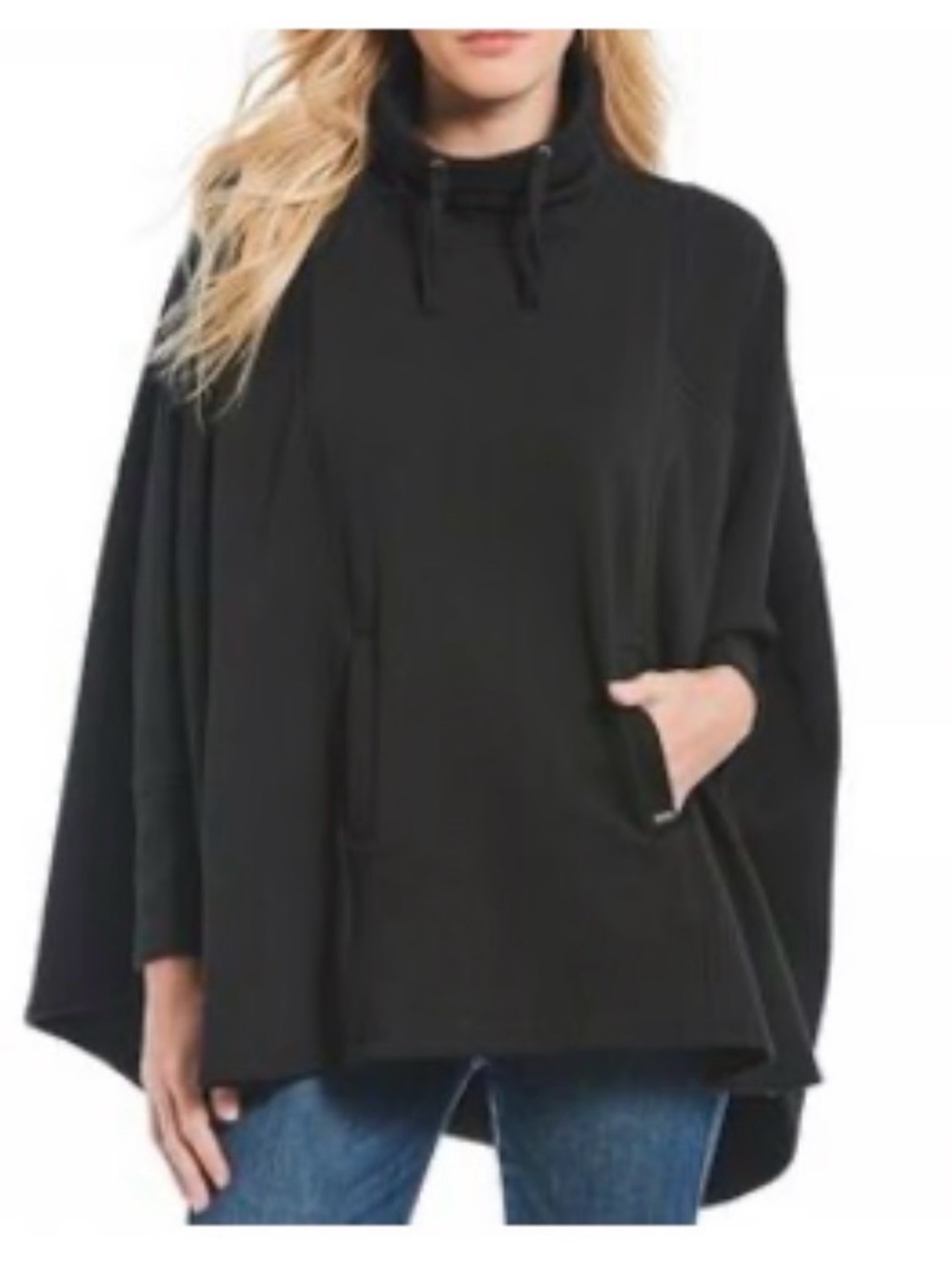 UGG Black Cape Poncho Cowl Neck Cozy Luxe Lounge Wrap Oversized XL P42